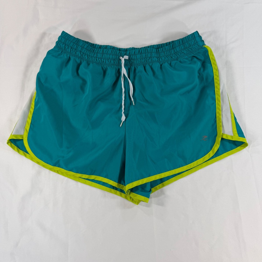 Energy Zone Performance Teal Neon Green‎ Running Shorts Womens Medium Mesh Liner